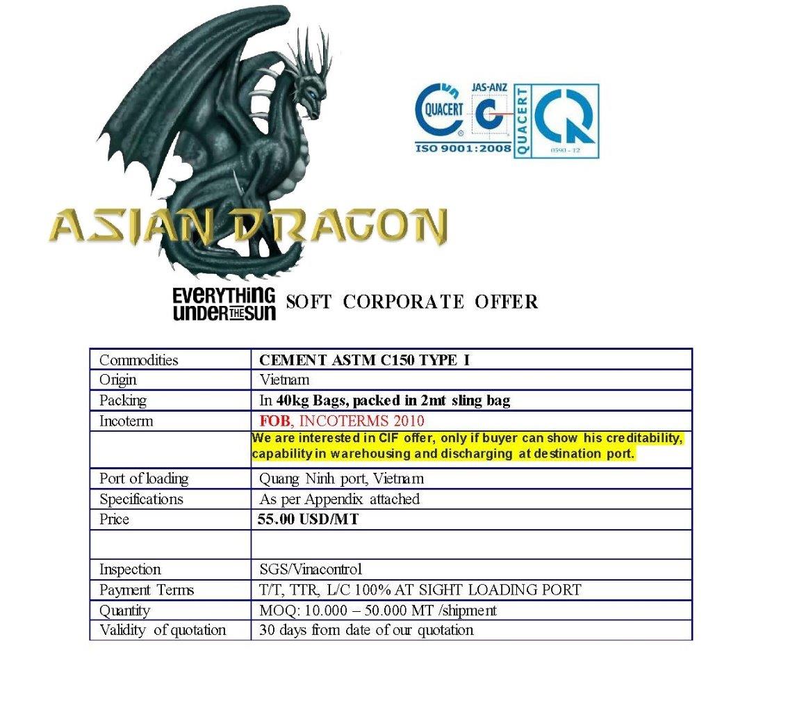 OFFER CEMENT FROM VIETNAM 
