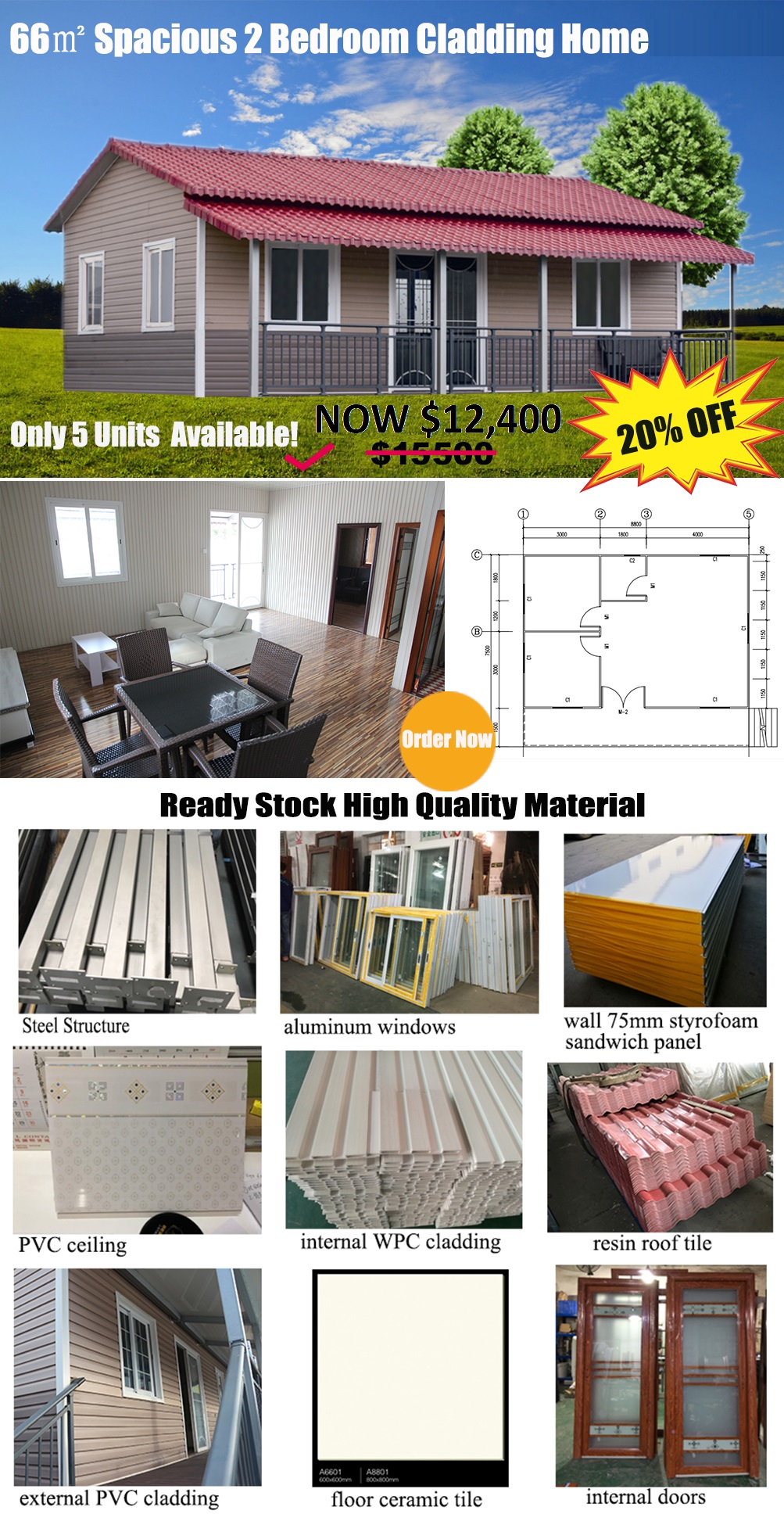 Brand New 2 Bedroom prefab home on stock!