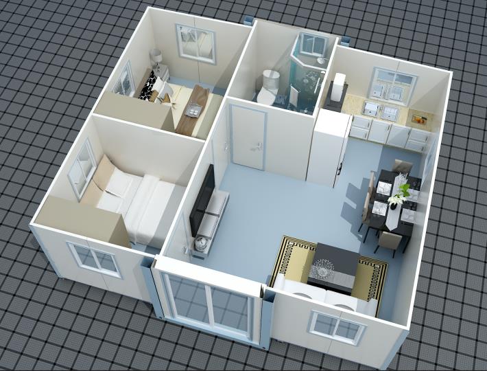 Hot 2 bedrooms expandable container house, easy for installation