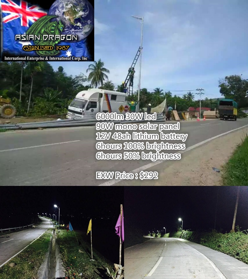 6000lm solar street lights for 8M pole