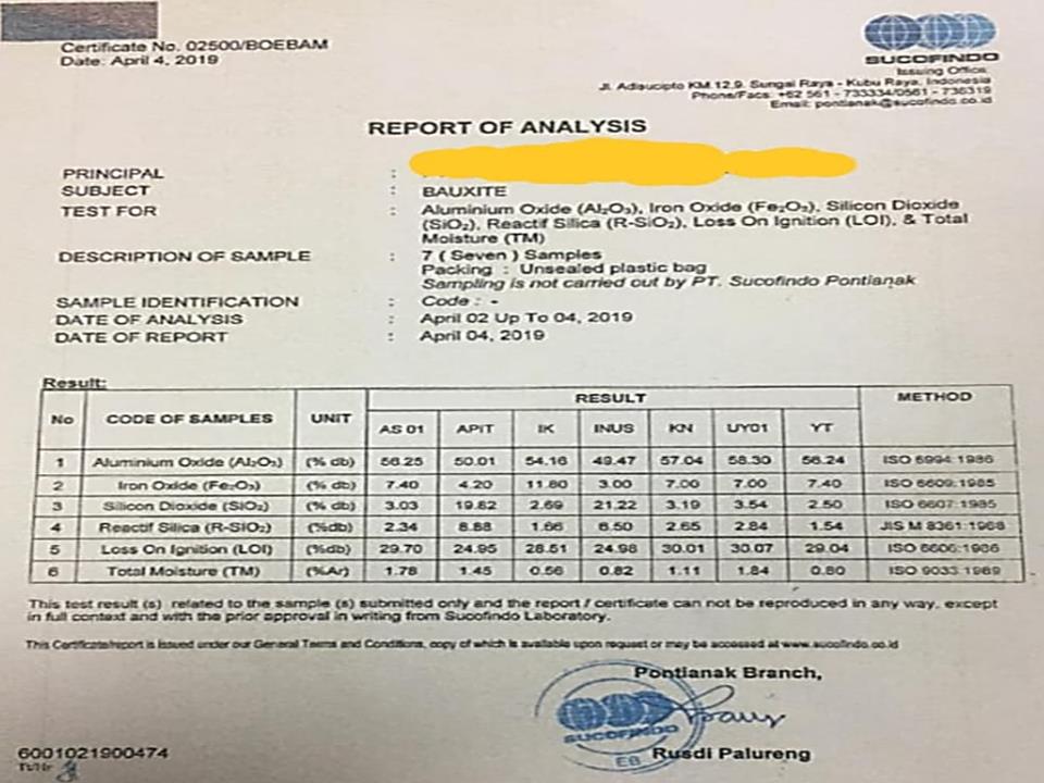 Washed Bauxite for Sale - offer from client in Indonesia