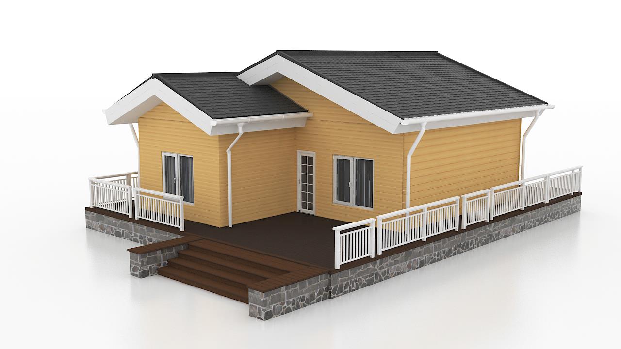 LIGHT STEEL FRAME HOUSE----57sqm light steel villa with 2 bedrooms, 2 toilets, 1 kitchen and 1 living room.