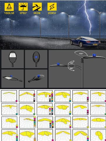 LED Street light: 160lm/w IP67 IK09 20KV
