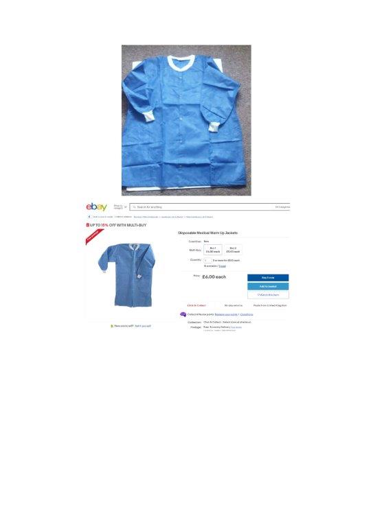 Disposable warming jacket Europe