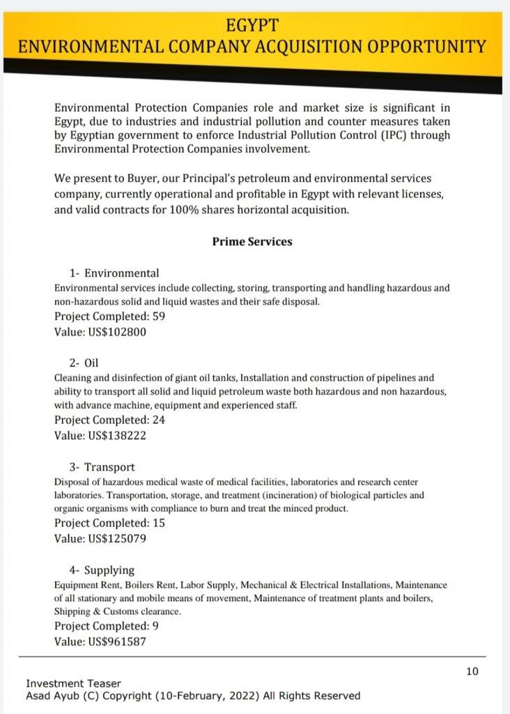 Egyptian company for sale