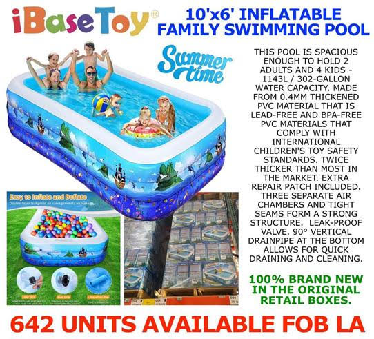 Just in time for summer sales, from iBaseToy, available these family-sized 10-foot by 6-foot inflatable pools. 