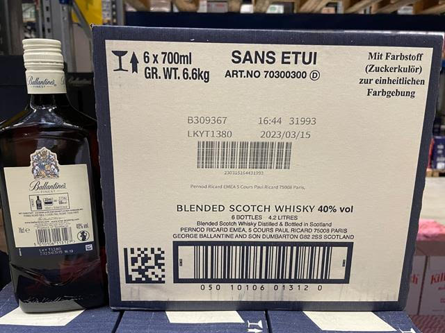 1200 cs Ballantines 6x70cl coded ref T2 @ euros 39,95 € cs, exwork loendersloot, 5 days after 20%    #elixe