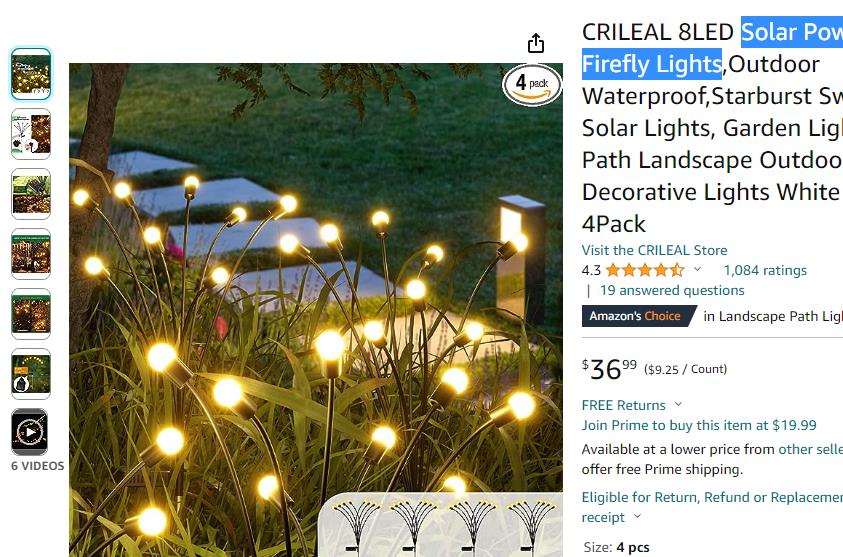 Holiday Solar Powered Firefly Lights
