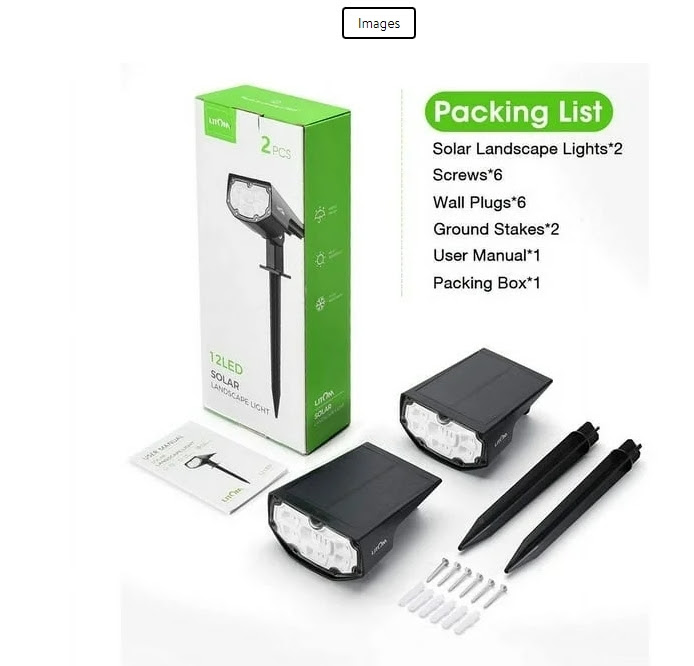 Litom 2PK 12 LED Waterproof Solar Landscape Lights. 4000units.  EXW Los Angeles $8.50/pack.
