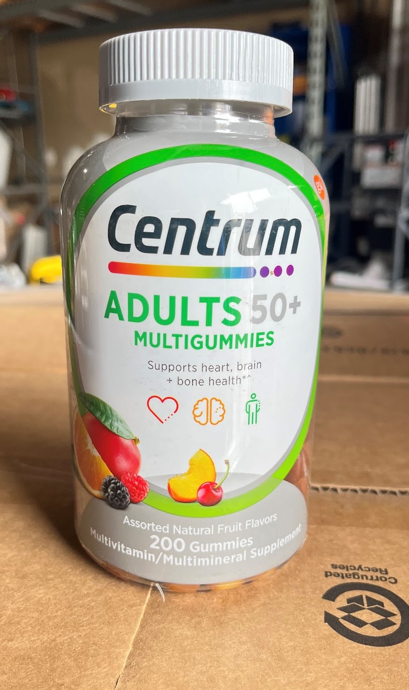 Centrum 200 Count Adults 50+ Multivitamin Gummies.  2880 Bottles. EXW Los Angeles $6.95 Bottle.