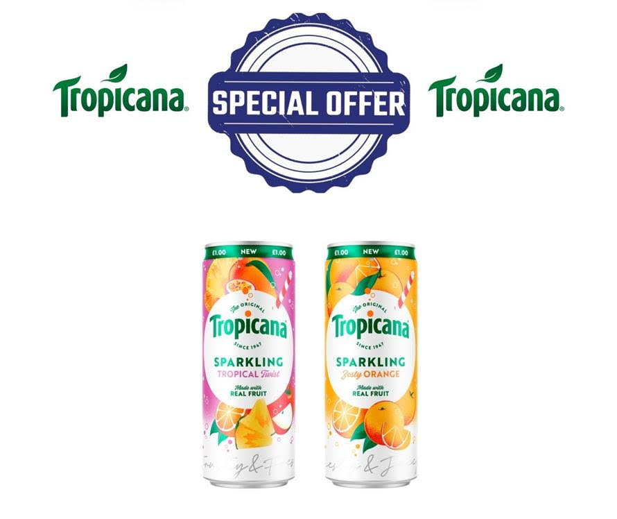 TROPICANA SPARKLING TROPICAL TWIST PMP £ 1    	12X250ML	£ 6.99