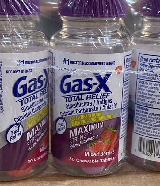 Gas-X 30CT Total Relief Maximum Strength Chewable Tablets.  7680 Bottles.  EXW Los Angeles $2.95 Bottle.