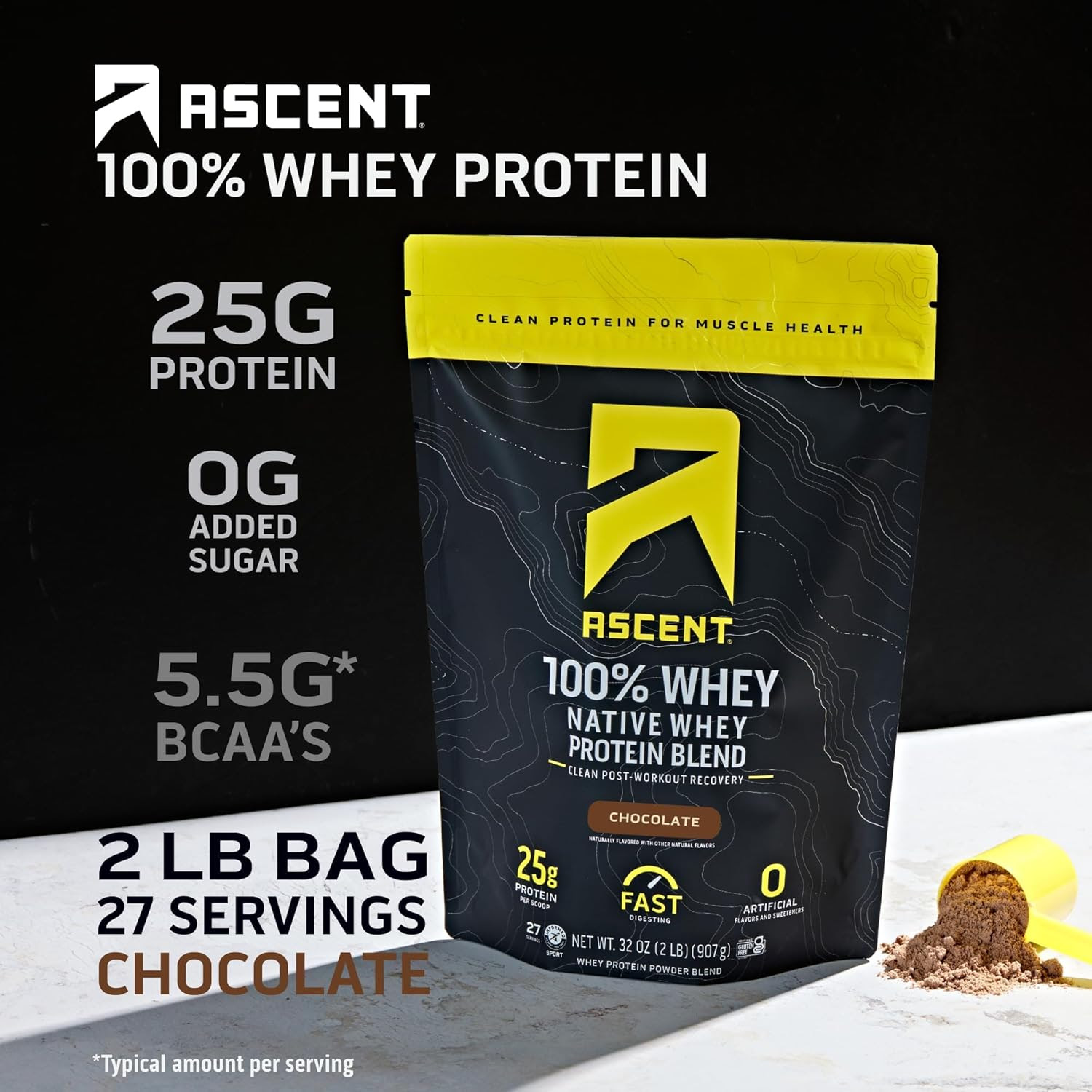 Ascent 2 lb 100% Whey Protein Powder. 1300 Bags.  EXW Los Angeles $29.00 Bag.