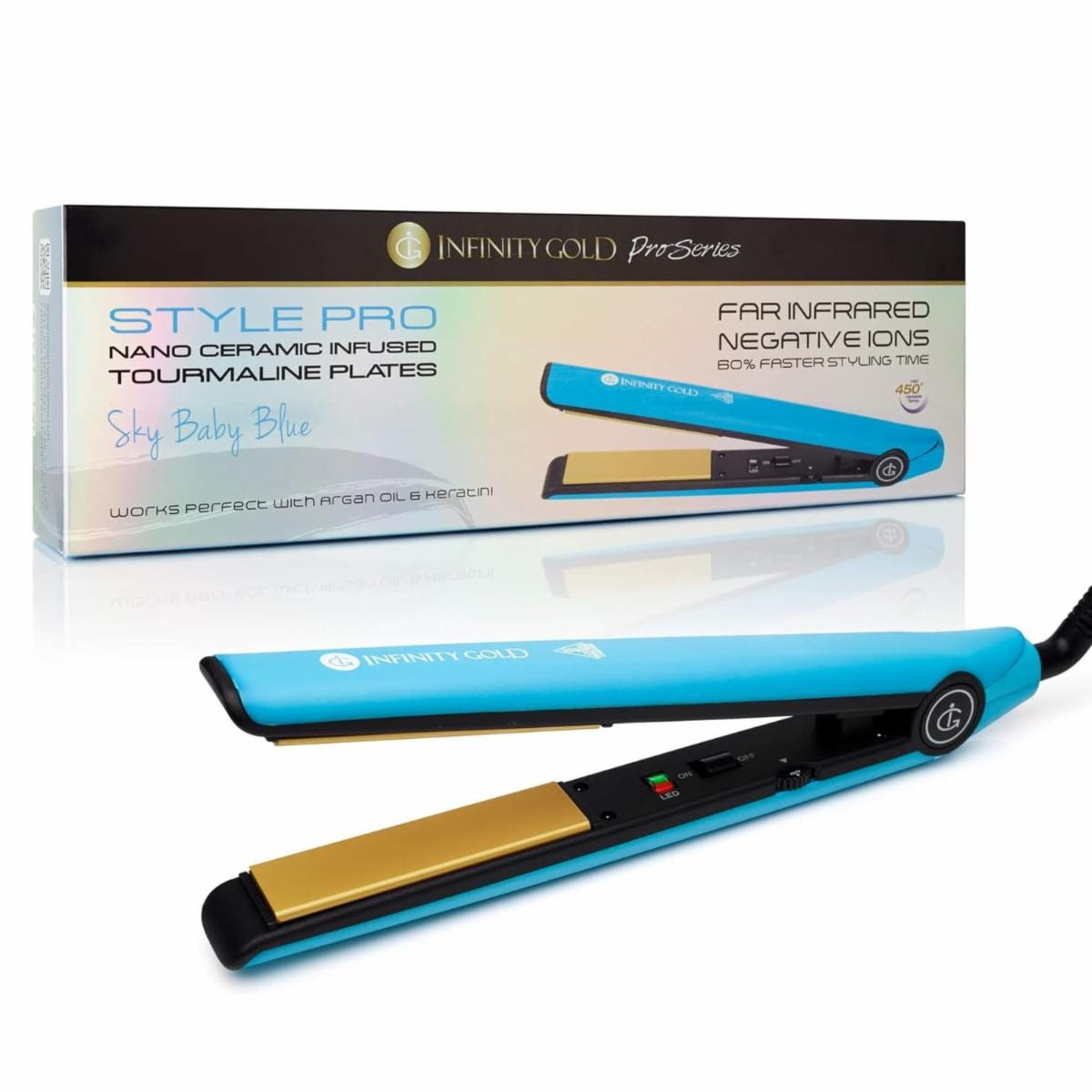 Infinity Gold Pro Series Ionic Nano Ceramic Negative Ions Hair Straightening Flat Irons 