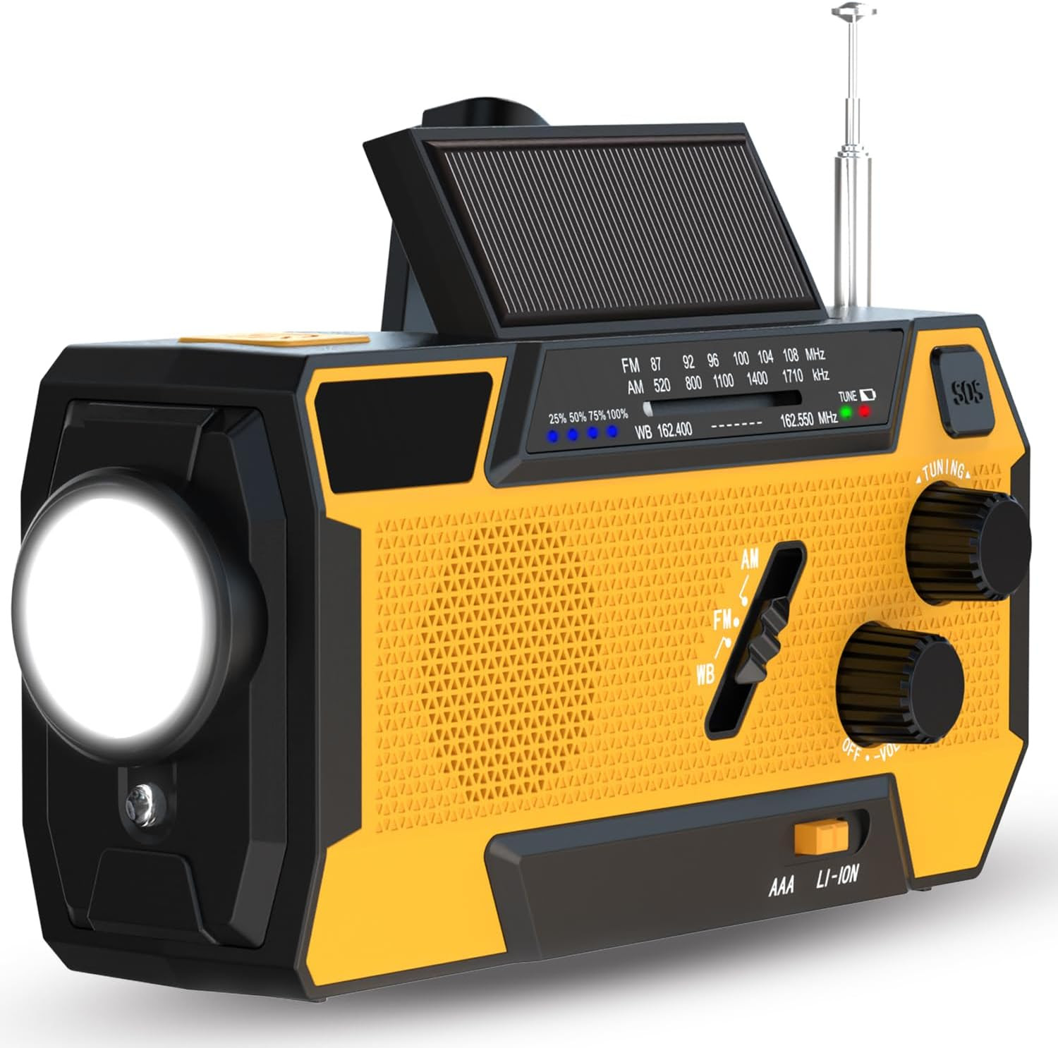 Portable AM/FM/NOAA 4000mAh Solar Weather Radio with Phone Charger, LED Flashlight, Reading Lamp, SOS Alarm Radio. 500 Units. EXW Chicago $17.00 Unit. Retail $35.99
