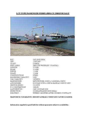 LCT TYPE PASSENGER FERRY(JBM-CF-2508)FOR SALE