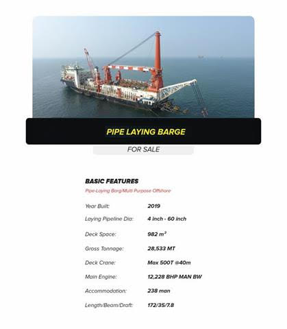 PIPE LAYING BARGE