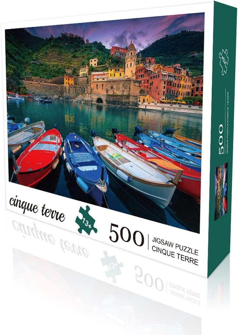 Cinque Terre 500 & 1000 Piece Jigsaw Puzzle for Adults and Kids.  3520 Units. EXW Los Angeles $2.95 Unit.