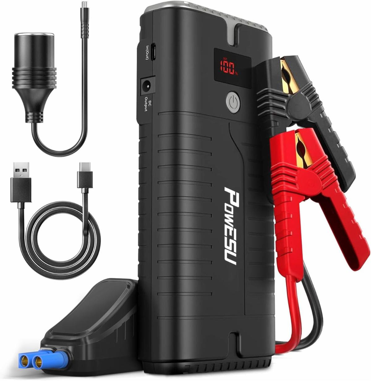 POWESU Jump Starters 2000A 18000mah (Up to 8.0L Gas or 7.5L Diesel Engine) 12V Auto Car Portable Battery Booster Jumper Cable Power Box Pack