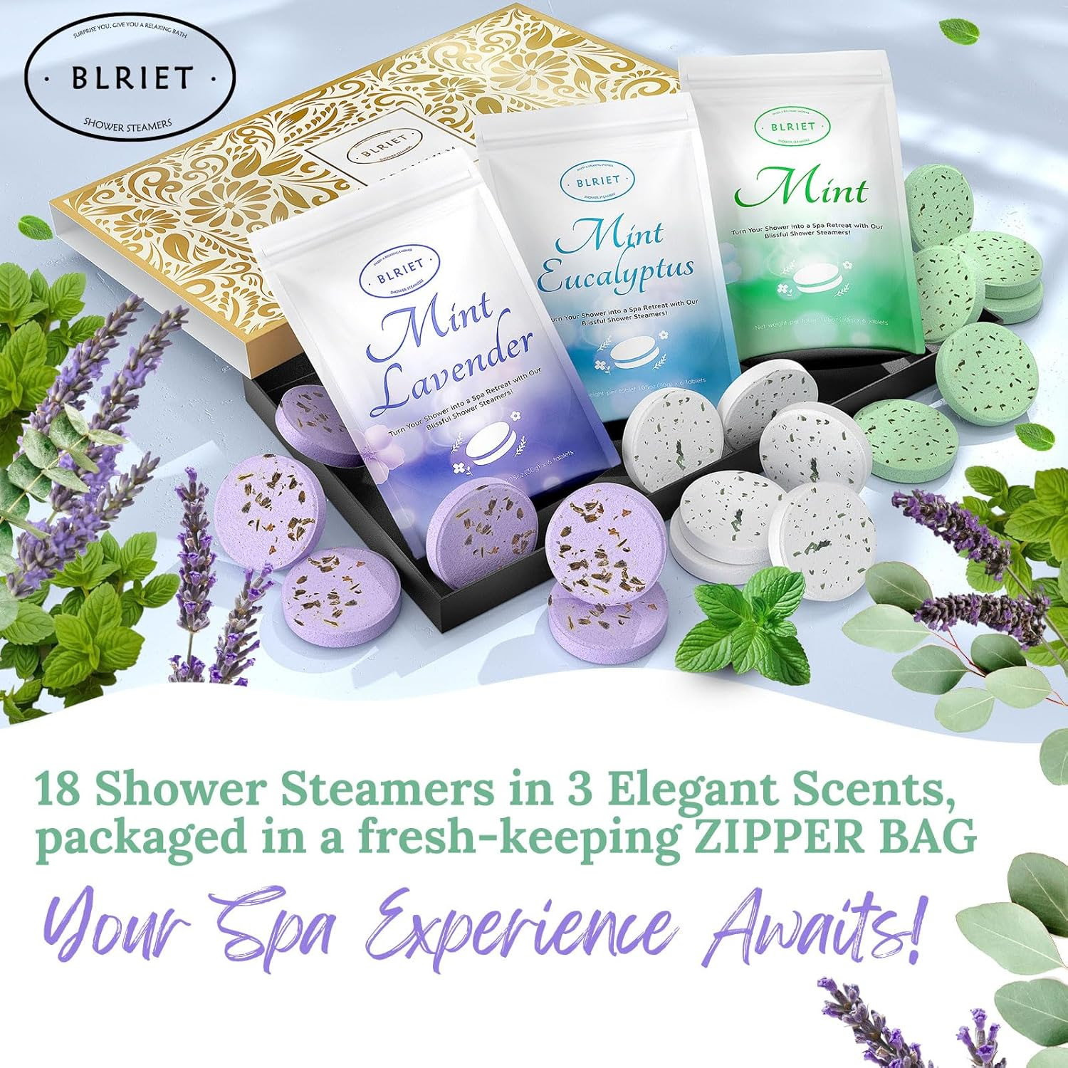 Lavender and Fruit Flavored Aromatherapy 18 Pack Essential Oils Shower Bombs. 