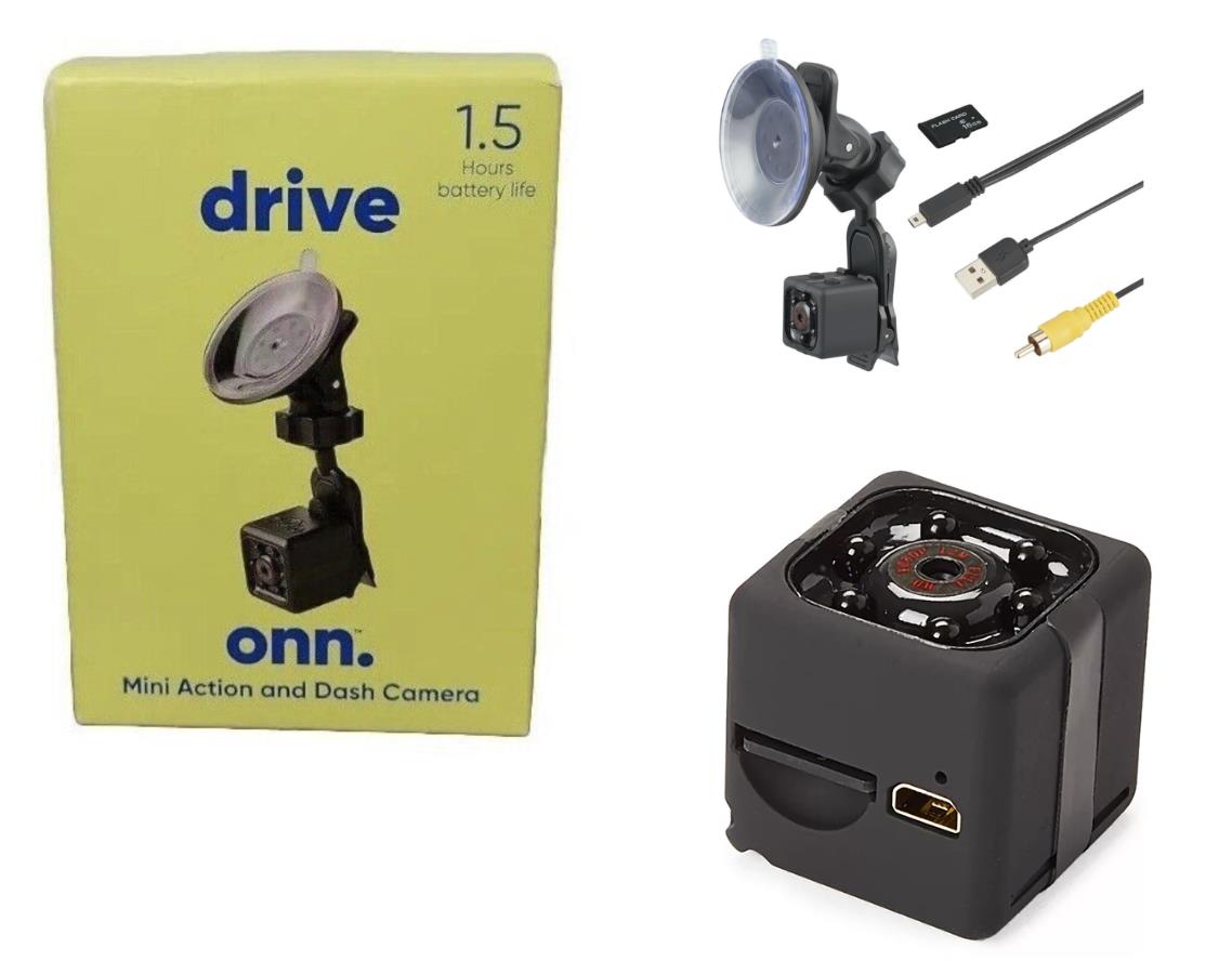onn. Mini Action and Dash Camera w/8GB Memory Card Included