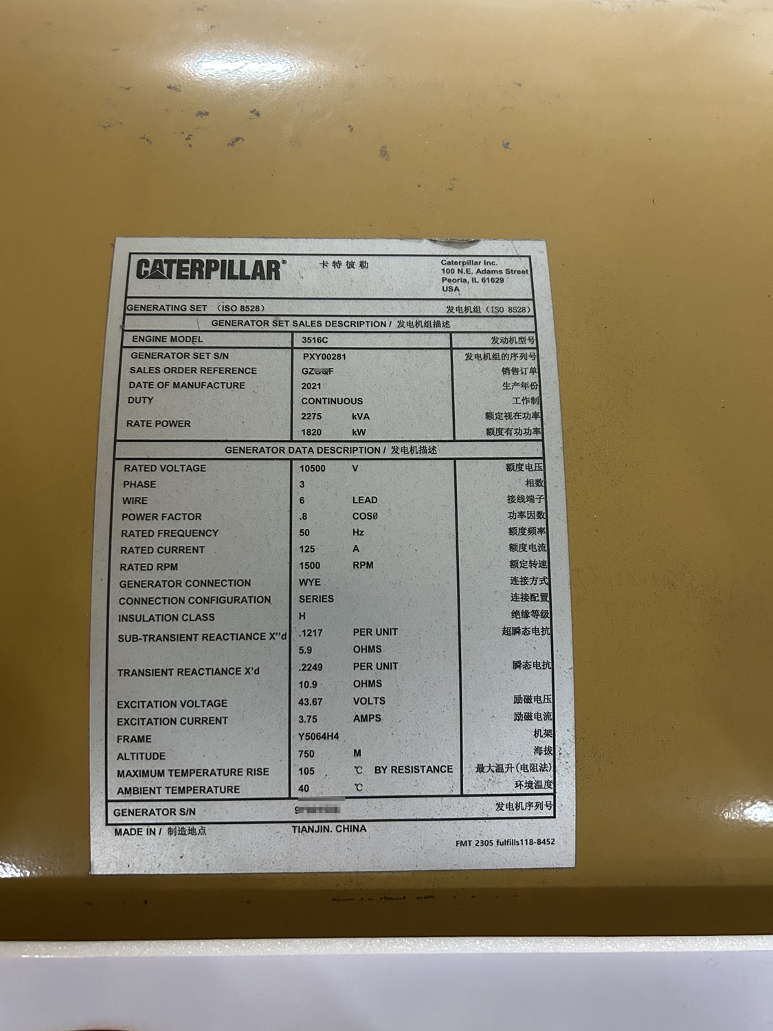 CAT 3516 C - Diesel Generators - Ref : P/AA-87 -15.7