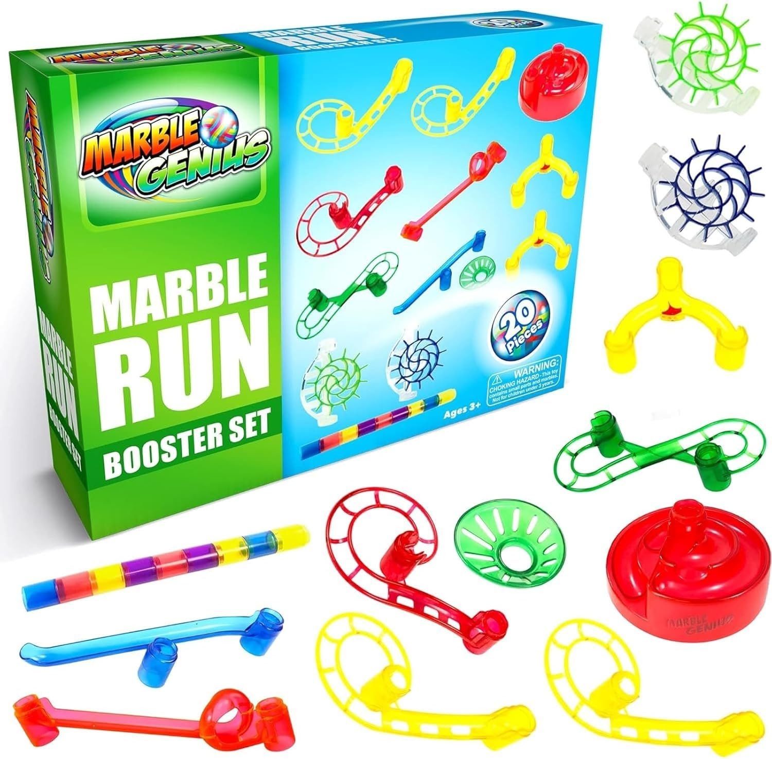 Marble Genius Marble Run Booster Set - 20 Pieces Total , Construction Building