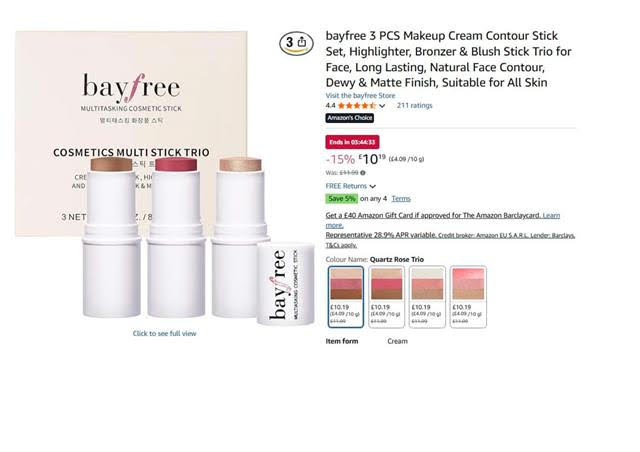 Bayfree Makeup Cream Contour Stick set Europe