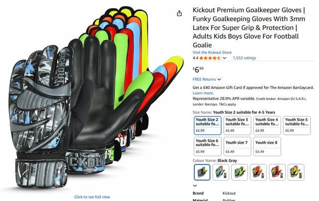 Kickout Premium 3mm Goalkeeper Glover for Kids Europe
