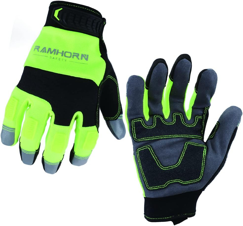 RAMMHORN SAFETY Heavy-Duty Synthetic impact Protection Mechanic Gloves. 