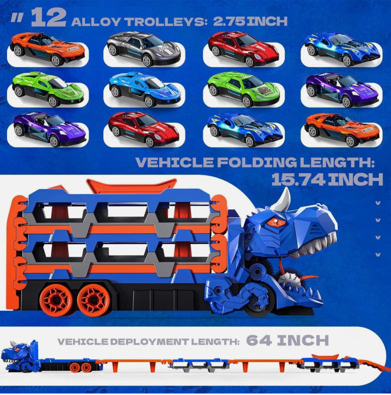 Transport Dinosaur Truck Kids Toys With 12  Cars. 8200 Units. EXW Los Angeles $7.95 Unit.