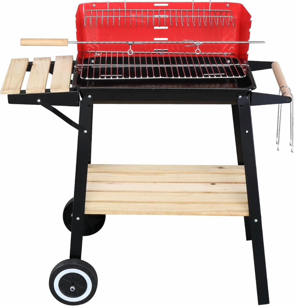 Portable Outdoor Charcoal Barbecue Grill with Wheel, Charcoal BBQ