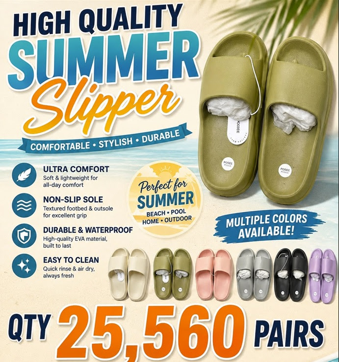 Posee Unisex Non-Slip Bathroom Slippers . 25,560 Pairs. EXW Los Angeles $1.25 Pair   Retail $19.99  