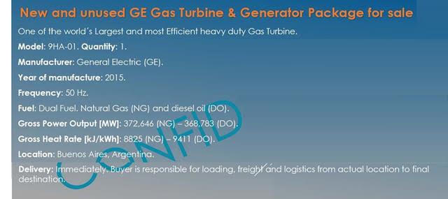 OFFER -  1 unit - GE Frame 9HA
