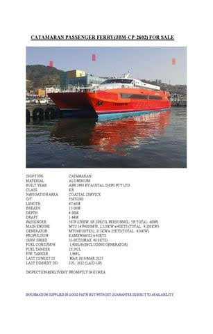 CATAMARAN PASSENGER FERRY(JBM-CP-2602) FOR SALE