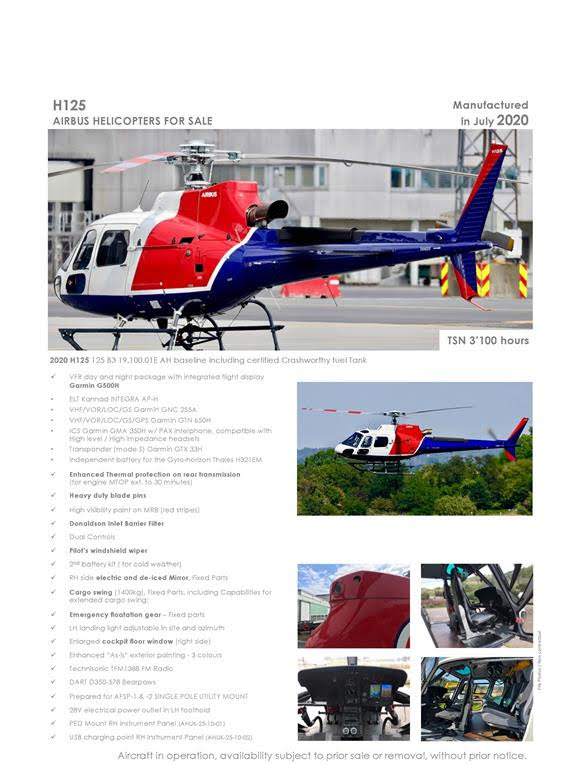 H125 availabilities.